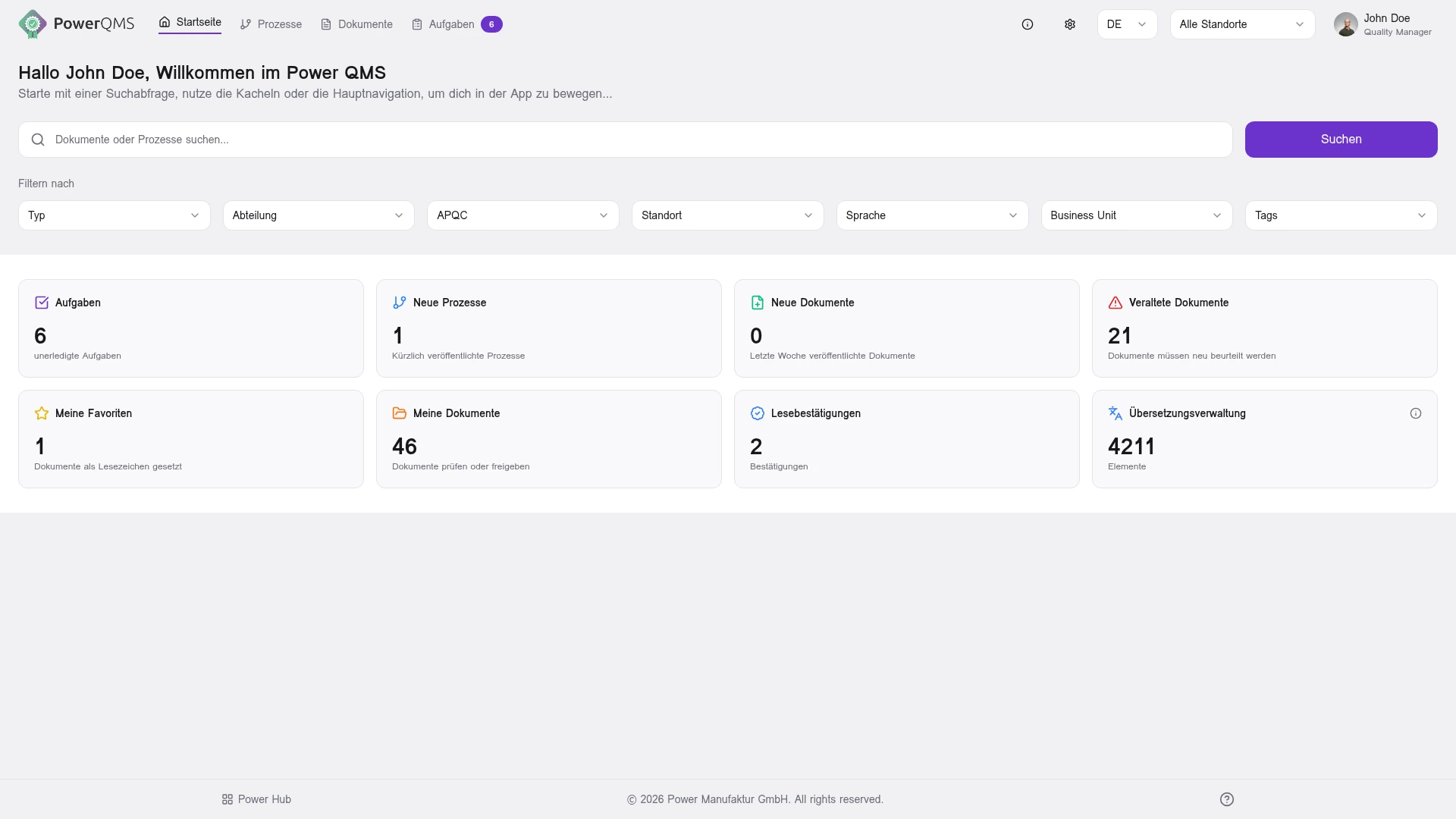 Power QMS Dashboard