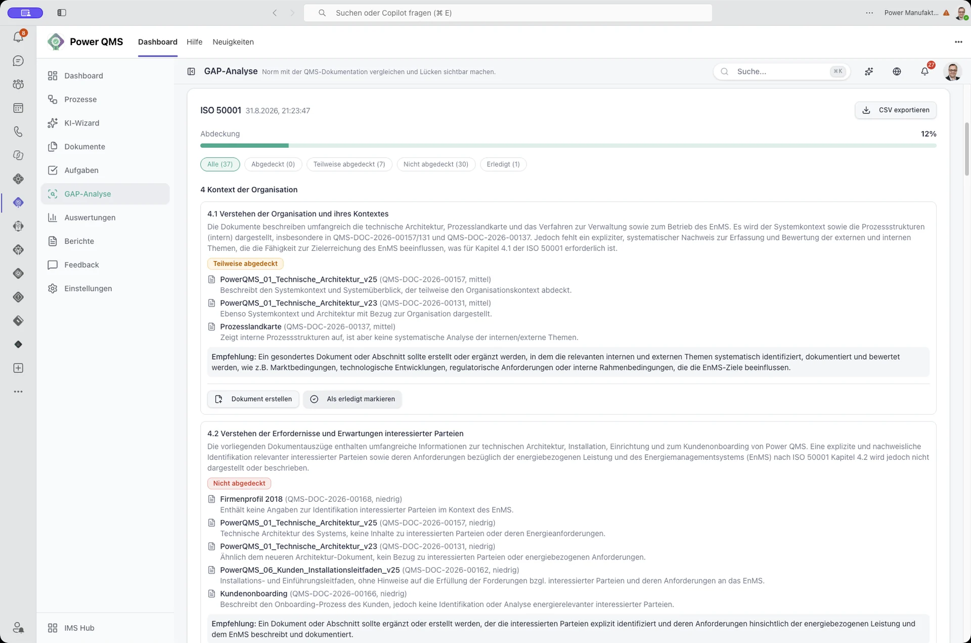 KI-Gap-Analyse gegen Normen