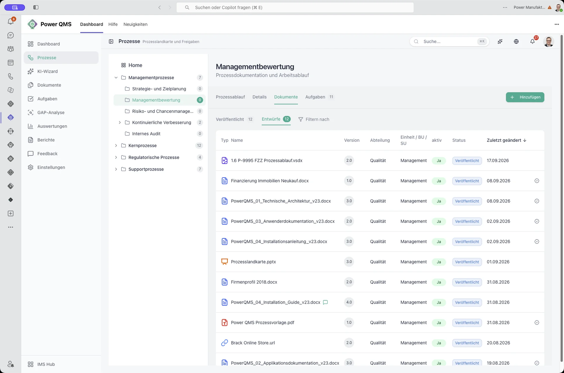 Documents in Power QMS